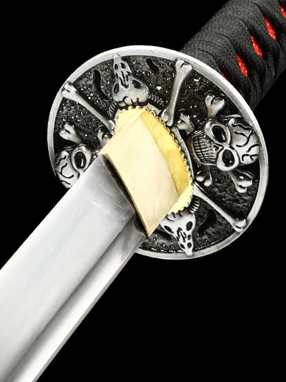 Japanese Samurai Sword Skull Sword Tan 1095 Steel Crafted Exquisite Gift