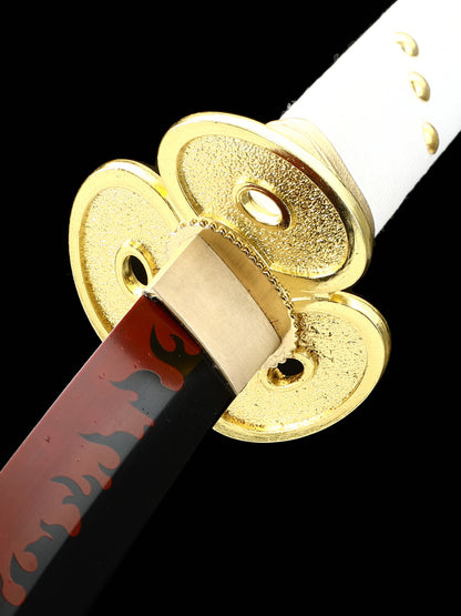 Role playing samurai sword real sword 1060 steel blade red white sheath