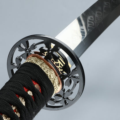 (22)Handmade Japanese Katana Sword T10 Folded Clay Tempered Steel Real Hamon