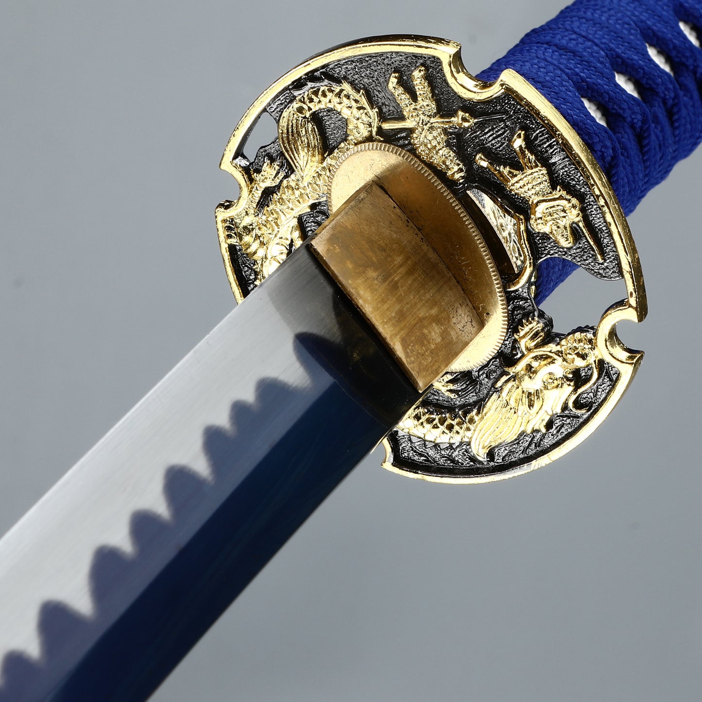 Handmade Japanese Katana Sword High Manganese Steel With Blue Blade And Scabbard