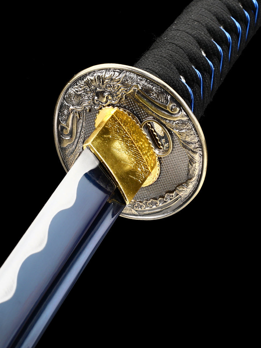 （71）forging Real 1060 High carbon steel sharp Full Tang katana | Practical authentic Japanese katana Blue scabbard