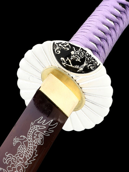 (84)Manganese steel 1095 steel roasted blue hand carved dragon hand forged authentic, 1060 steel baked black Japanese samurai sword