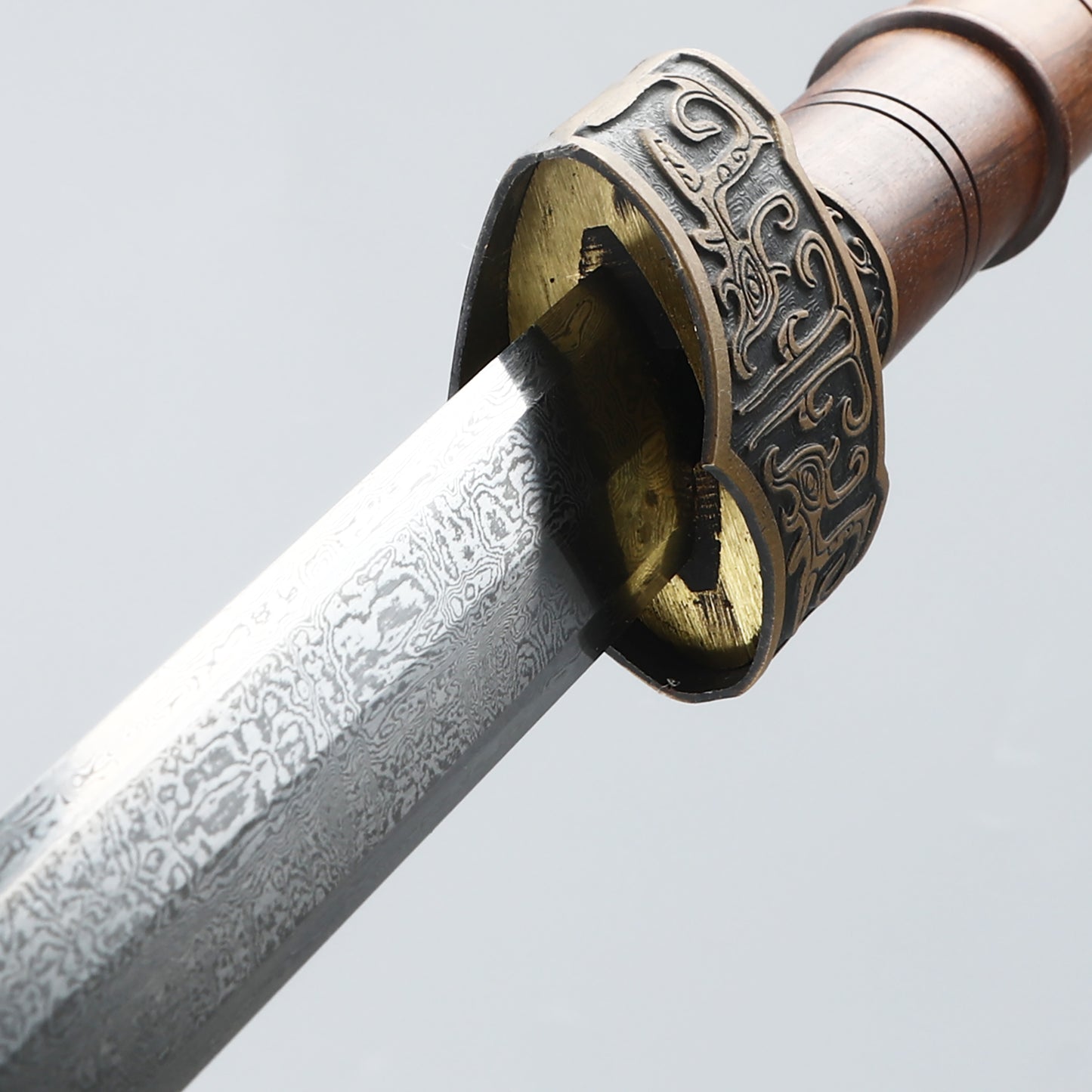 Chinese Han Dynasty Sword Damascus Steel Blade Eight sided Han Sword High end Collection