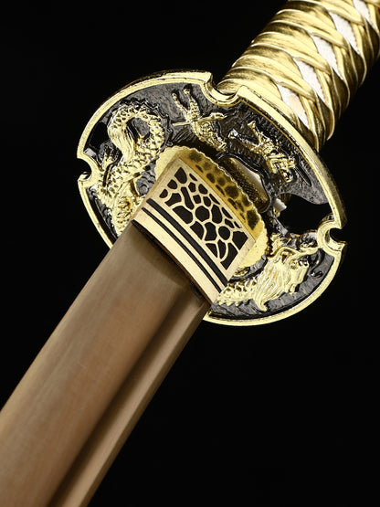 Handmade Japanese Sword With Golden Blade And Scabbard(97)