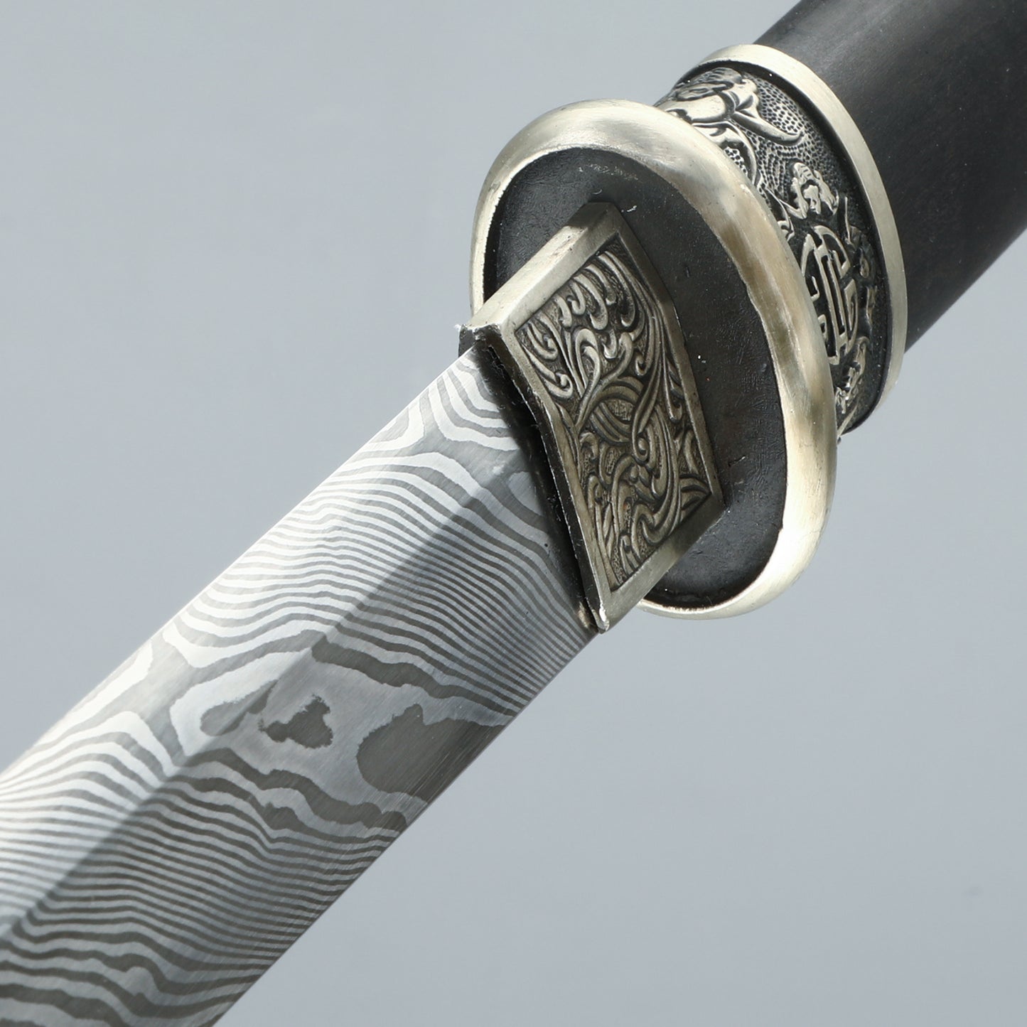 Damascus steel Full Tang Katana Sword BLACK