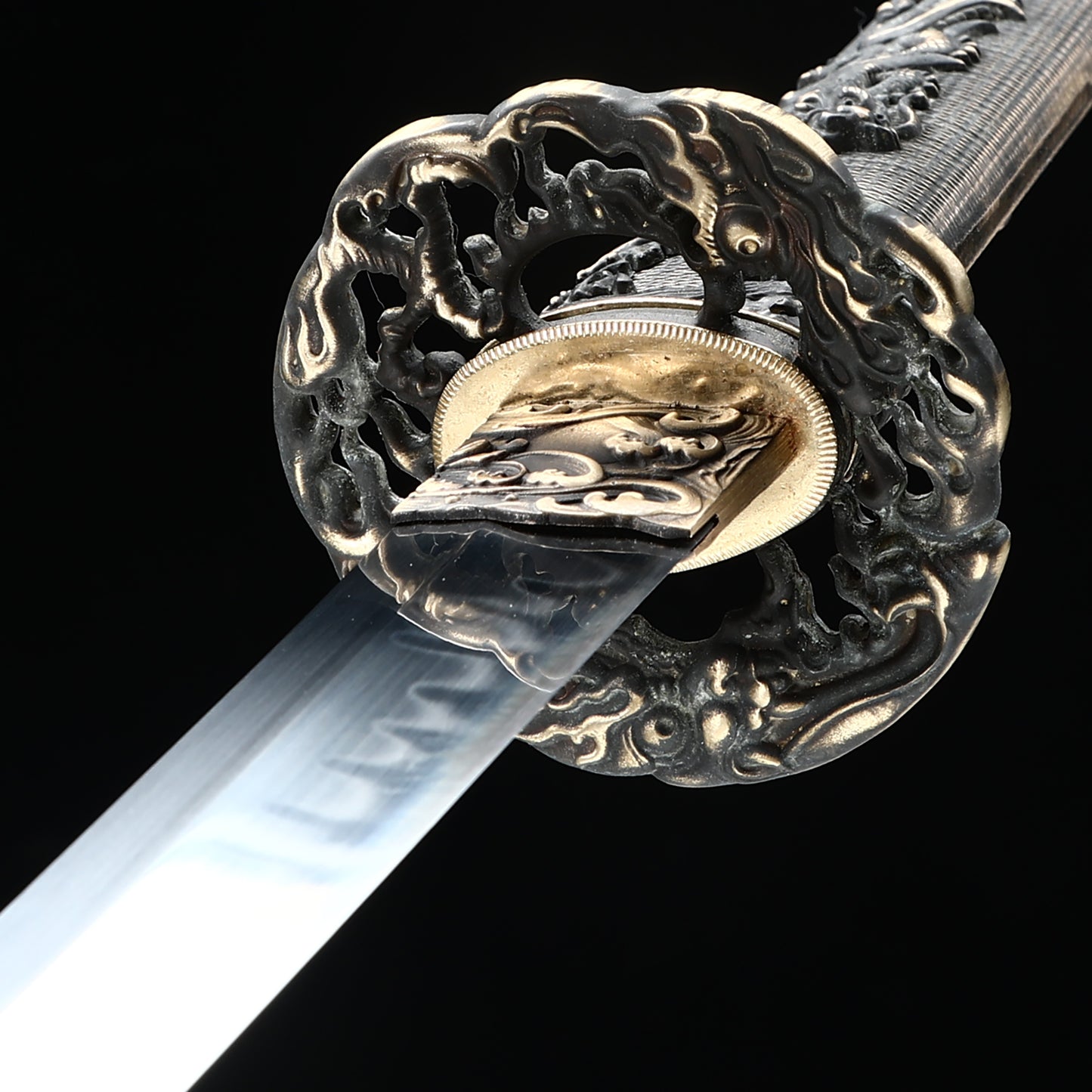 T10 steel handle made entirely of copper Solid wood scabbard dragon sword Tan Japanese style--S2084