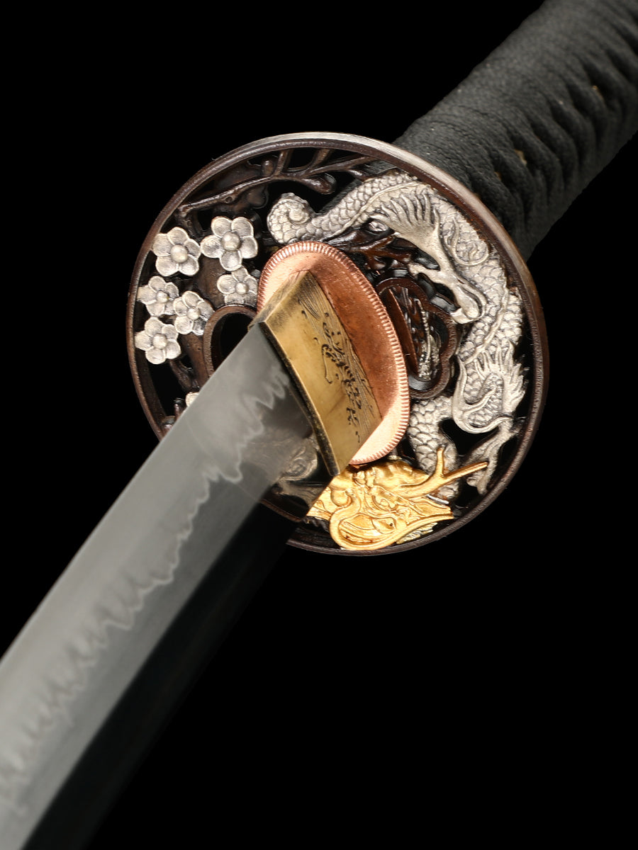 (201) High end samurai sword hand carved blade T10 steel hand ground