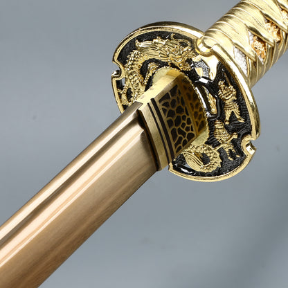 Handmade Japanese Sword With Golden Blade And Scabbard