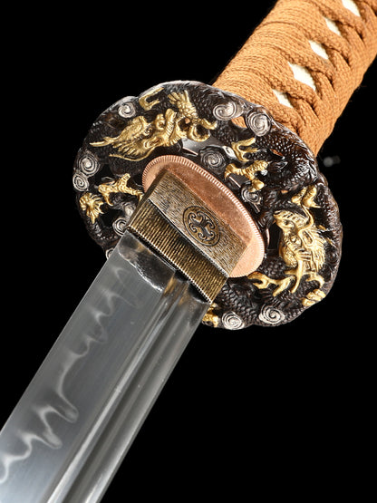 Japanese sword high-end samurai sword all copper dragon sword Tan exquisite scabbard battle preparation