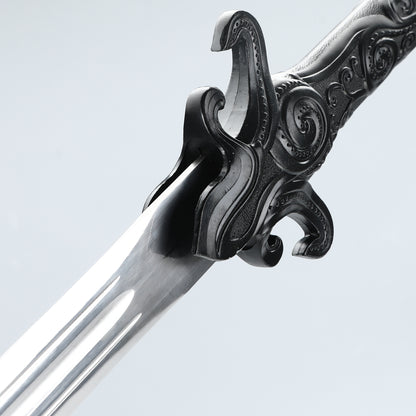 Black Sword, a handmade Han Dynasty sword made of 1095 steel in China, used for collection and gift giving