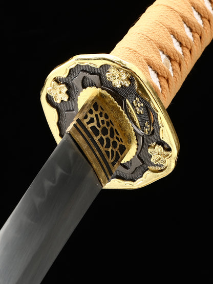 Japanese samurai sword with green scabbard