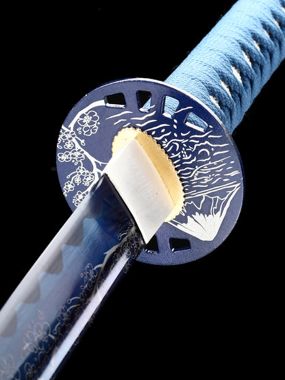 (63)Handmade Authentic Japanese Samurai Samurai Sword Carbon Steel Grilled Blue Knife Men's Boutique Gift Series
