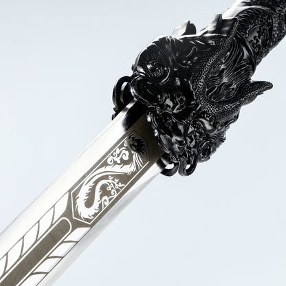 Handmade Chinese Black Dragon Theme Full Tang Han Dynasty Real Chinese Swords