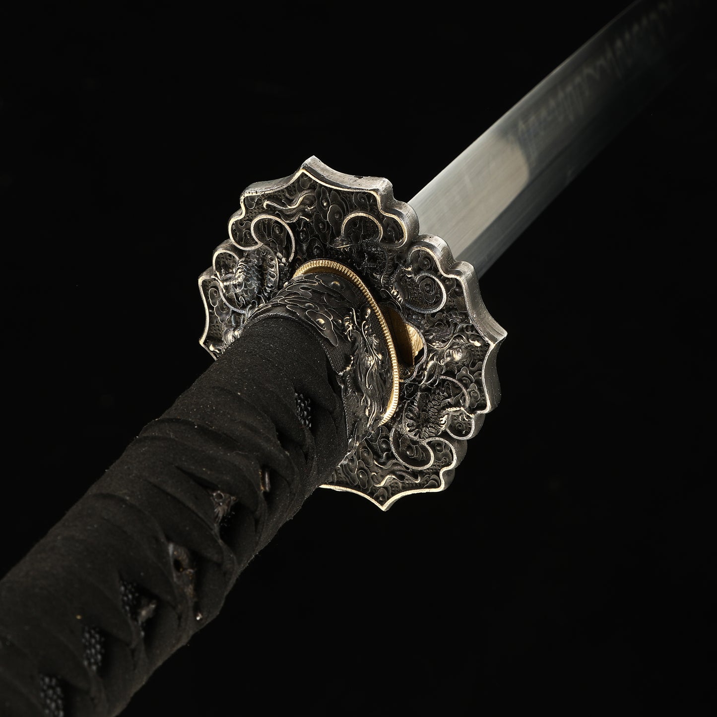 T10 steel fittings made entirely of copper Solid wood scabbard hand carved dragon sword Tan Japanese style--S2086