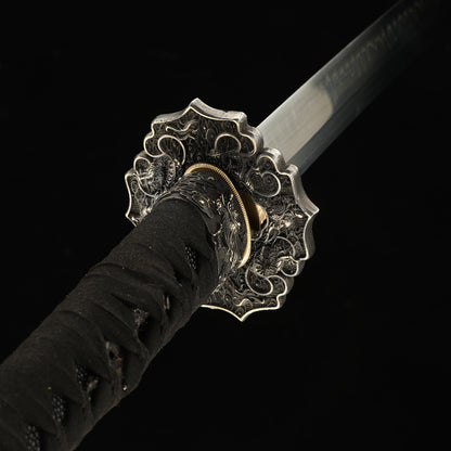 T10 steel fittings made entirely of copper Solid wood scabbard hand carved dragon sword Tan Japanese style--S2086