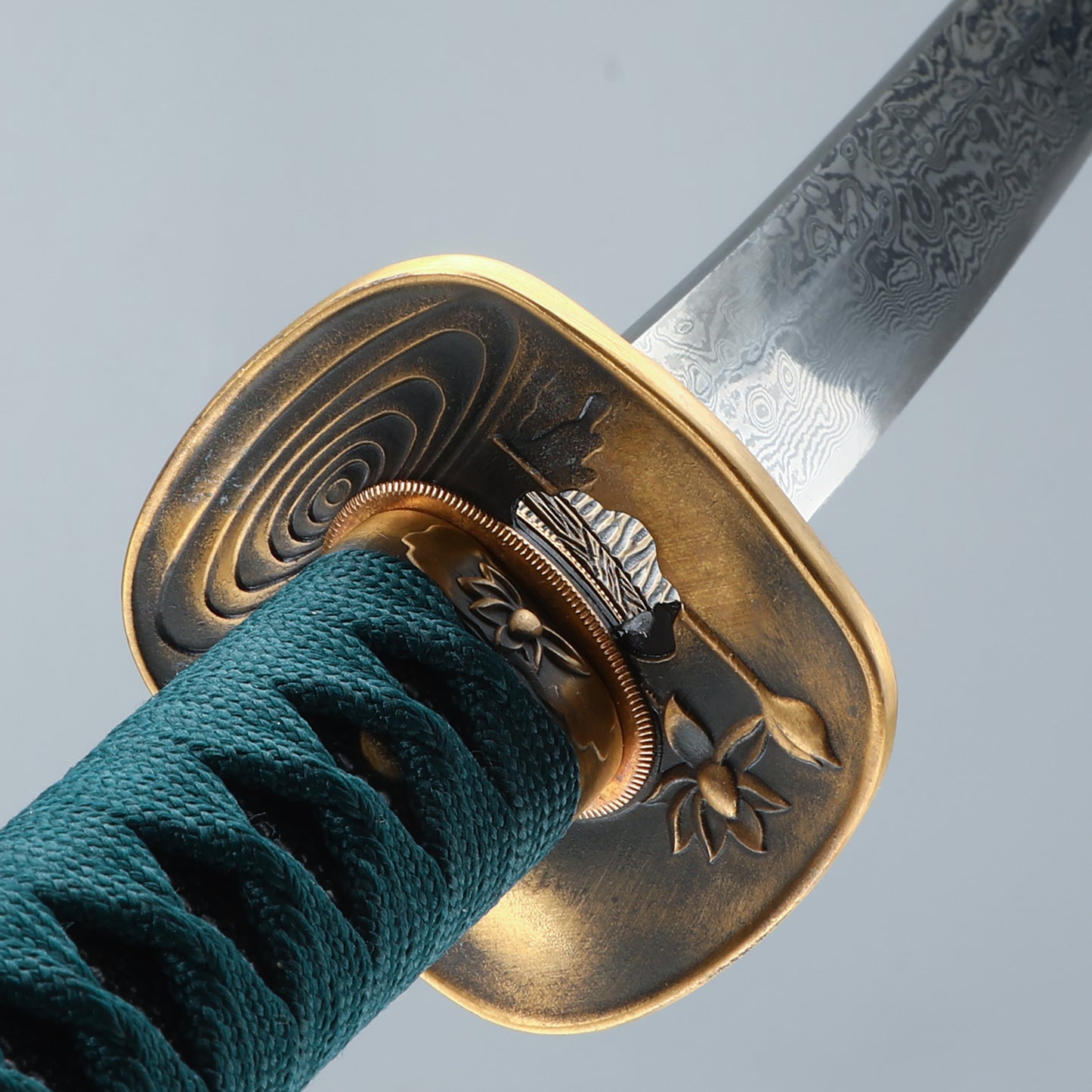 Handmade Japanese Katana Sword Musashi green scabbard