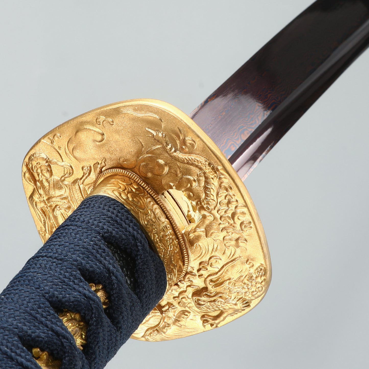 41 Inch Handmade Authentic Japanese Samurai Katana Sword Full Tang Red Damascus Steel Collectible Men's Fine Gifts