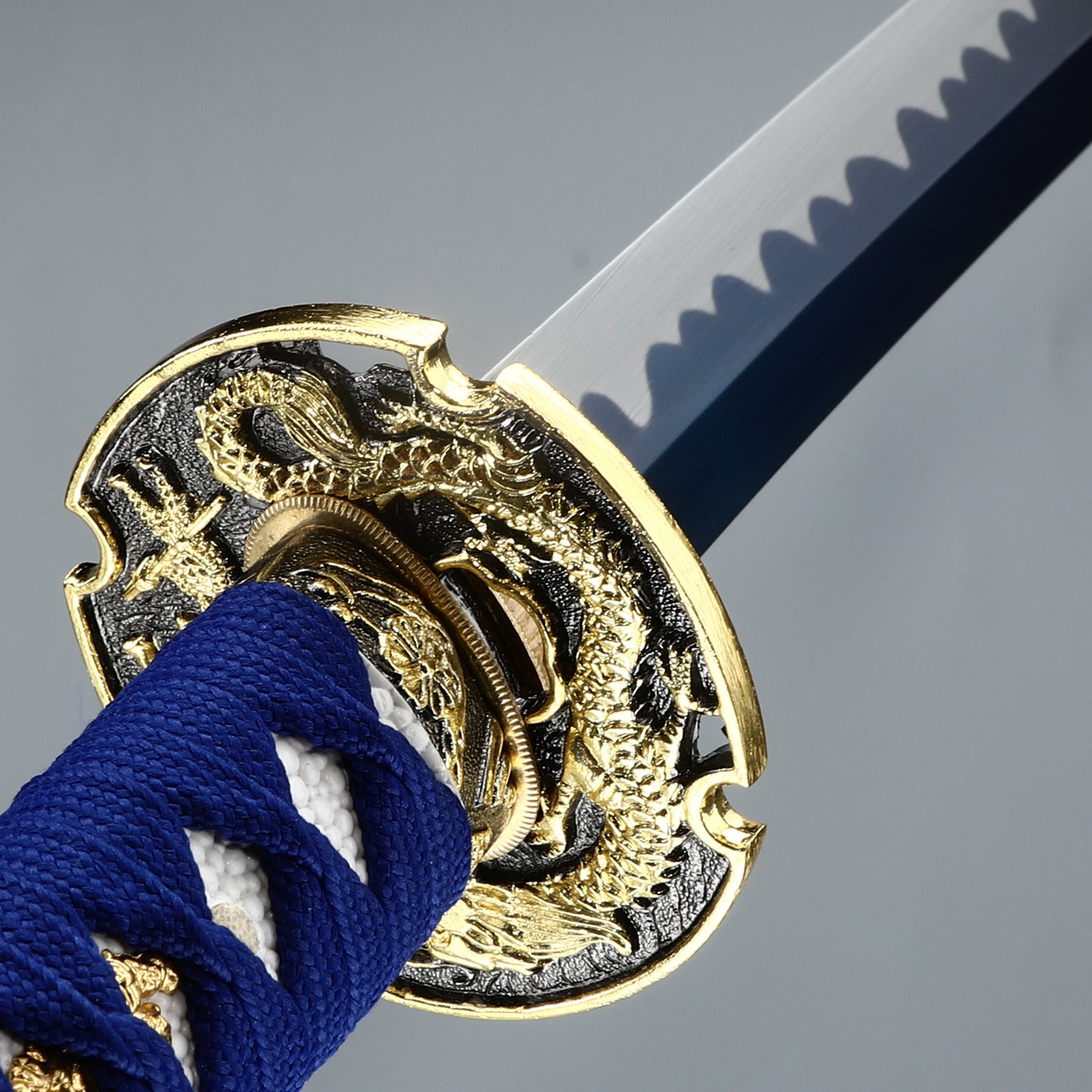 Handmade Japanese Katana Sword High Manganese Steel With Blue Blade And Scabbard