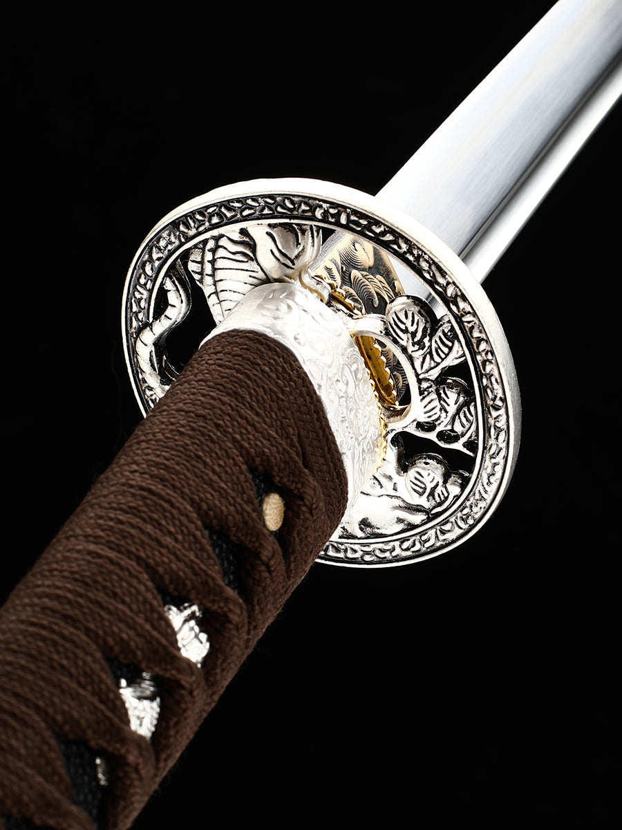 Handmade Japanese Victory Sword, High Manganese Steel Tiger Handheld Knife, Tan Samurai Sword