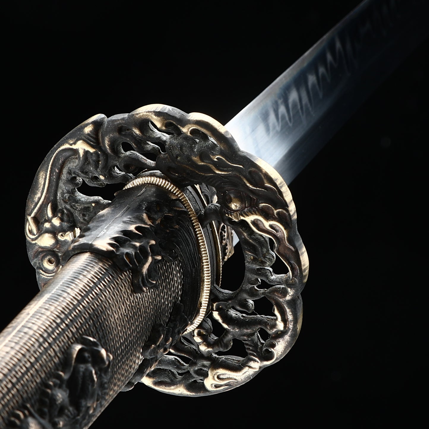 T10 steel handle made entirely of copper Solid wood scabbard dragon sword Tan Japanese style--S2084