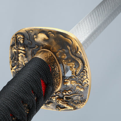 Handmade Japanese Samurai Sword 1095 Carbon Steel With Red Blade And Scabbard