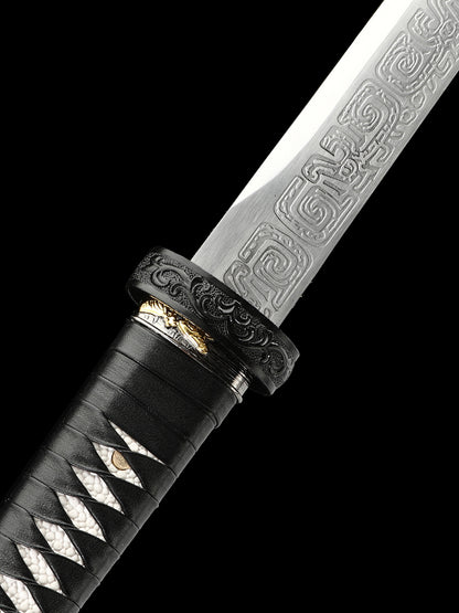Japanese Ninja Straight Blade 1095 Steel Production Battle Preparation