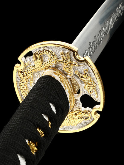 Japanese samurai sword hand forged 1095 steel made yellow scabbard decoration collection