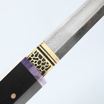 20Inch Real Japanese Sword Damascus Steel Katana Samurai Sharp Full Tang Ebony scabbard