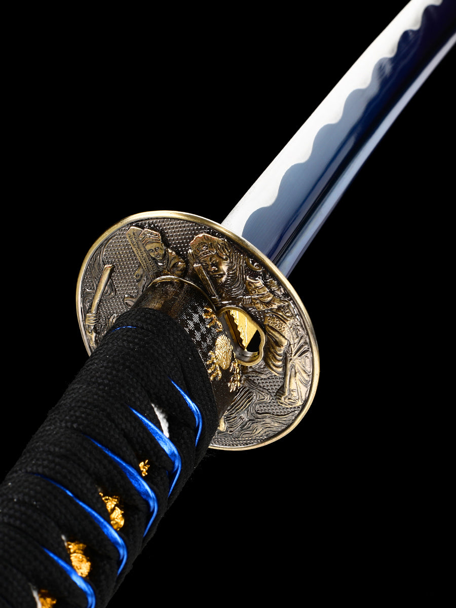 （71）forging Real 1060 High carbon steel sharp Full Tang katana | Practical authentic Japanese katana Blue scabbard