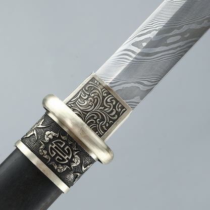 Damascus steel Full Tang Katana Sword BLACK