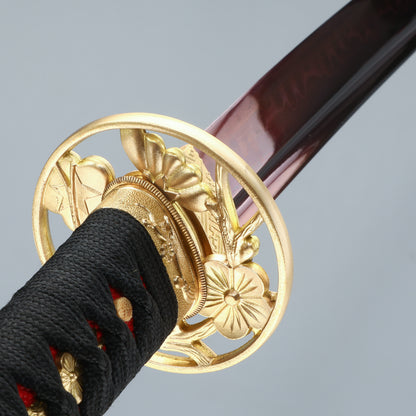 41 inch handmade authentic Japanese samurai katana all Tang red T10 steel burning blade men's fine gift collection