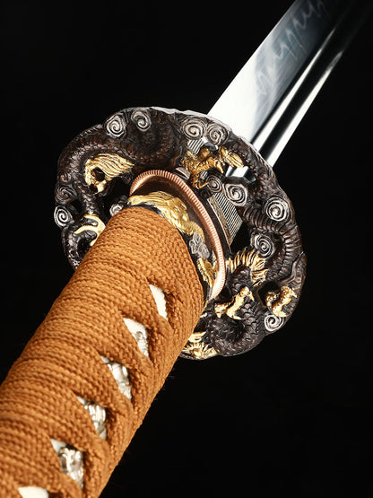 Japanese sword high-end samurai sword all copper dragon sword Tan exquisite scabbard battle preparation