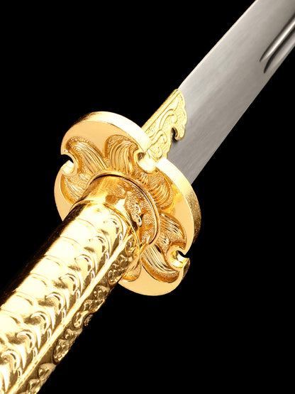 66Chinese Tang Knife Home Decoration Yellow Sheath Collection Gift