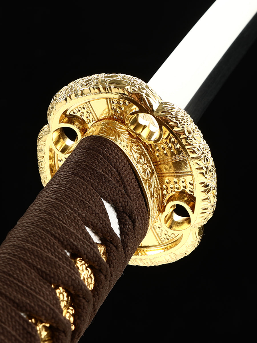 Yellow scabbard mirror edged samurai sword