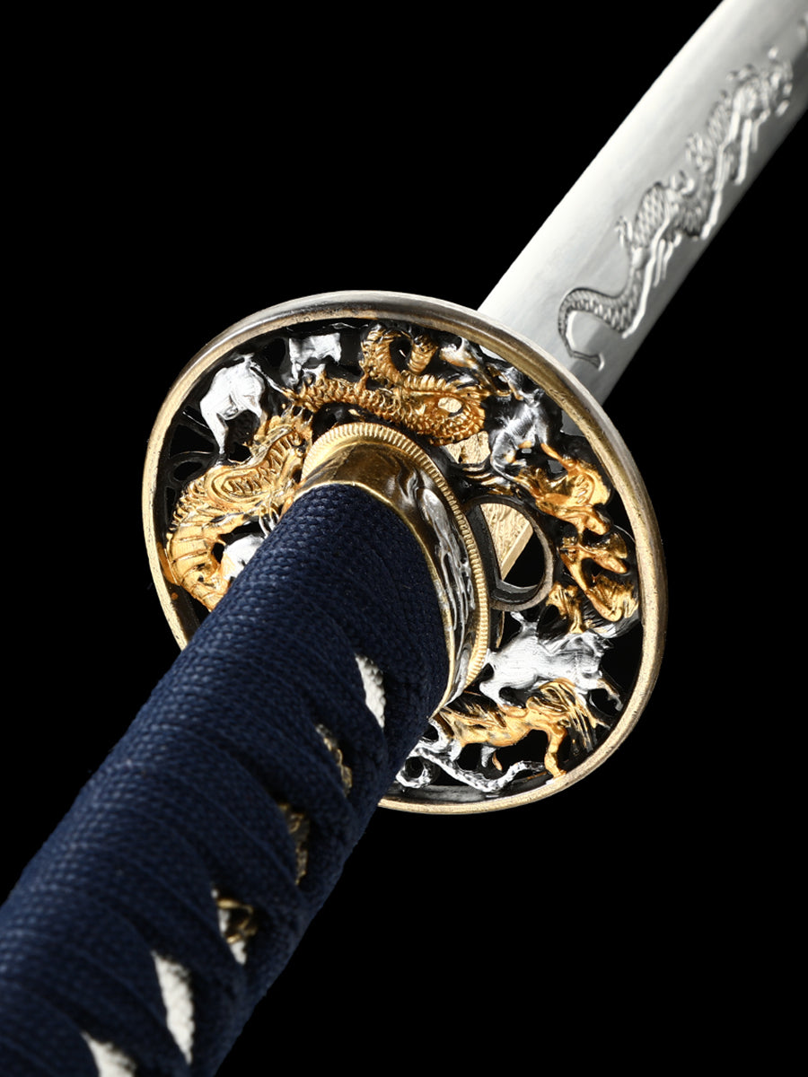 Dragon Sword Tan Sheath Hand Carved Dragon Exquisite katana