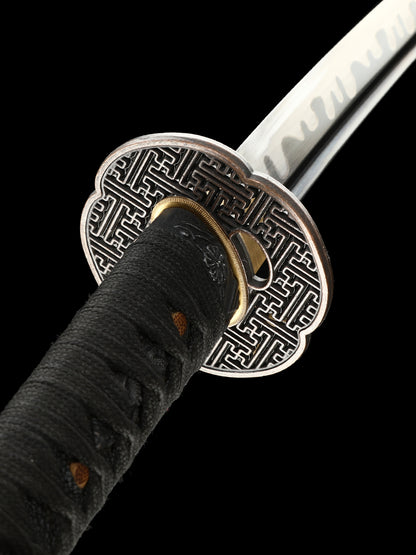 Japanese sword hand forged short samurai sword 1095 manganese steel baked black grinding wave pattern collection decoration