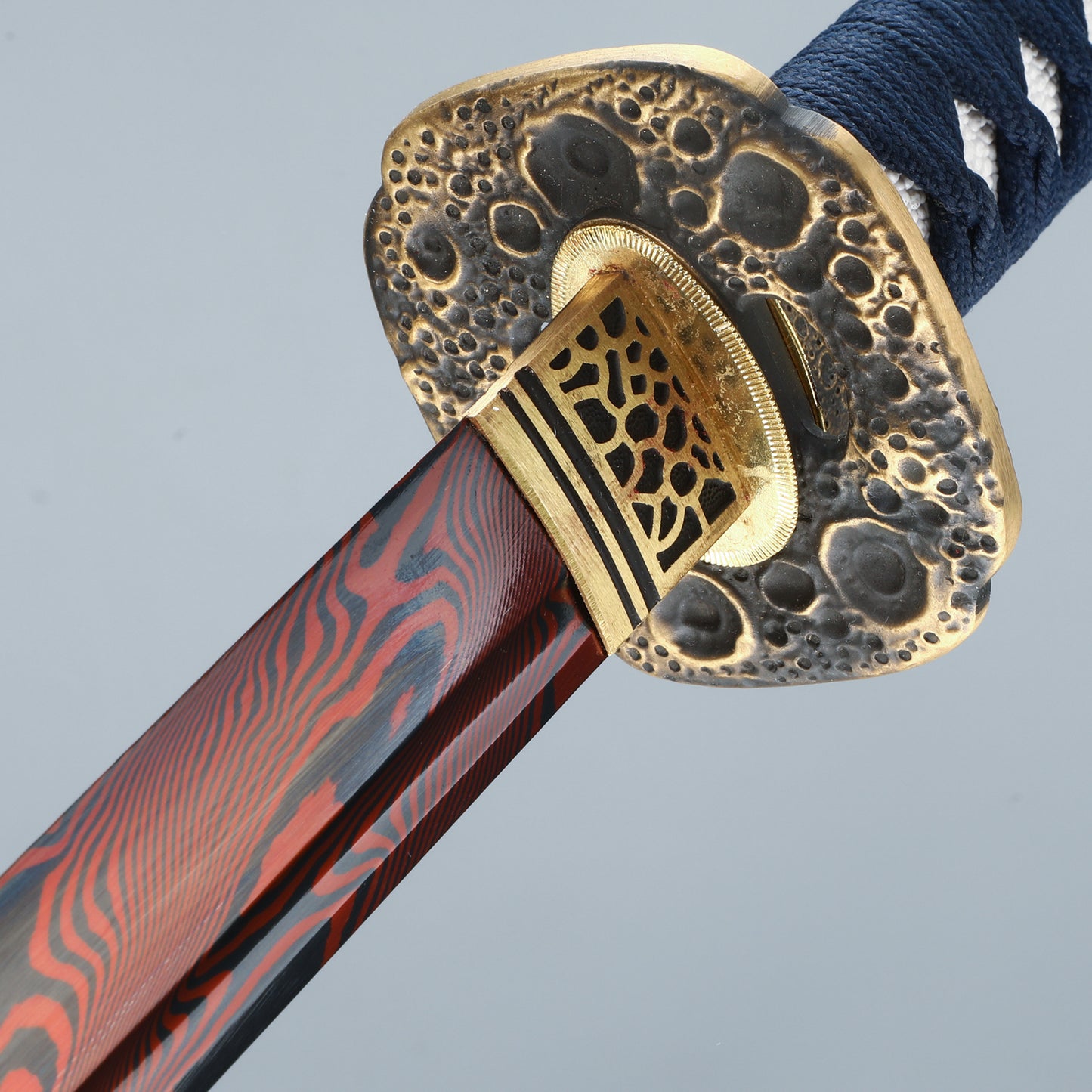 Handmade Authentic Japanese Samurai Katana Sword Full Tang Red Damascus Steel Collectible Men's Fine Gifts