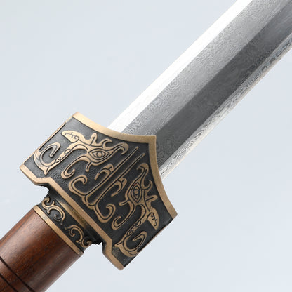 Chinese Han Dynasty Sword Damascus Steel Blade Eight sided Han Sword High end Collection