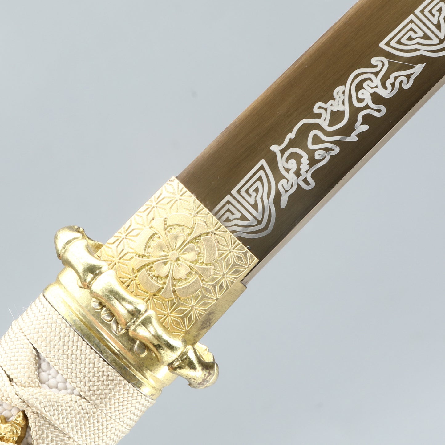 20Inch Real Tantou Flame Blade Japanese Sword 1095 Steel Blade roasted gold  Katana Samurai Sharp Full Tang