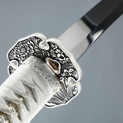 Japanese Katana  1095 steel hand polished mirror blade Hand drawn scabbard sharp combat readiness