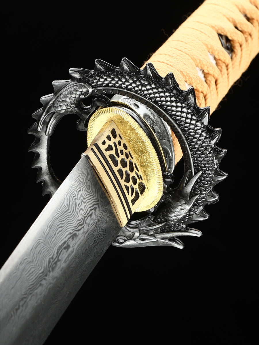 Yellow samurai sword, made of steel from Yama
