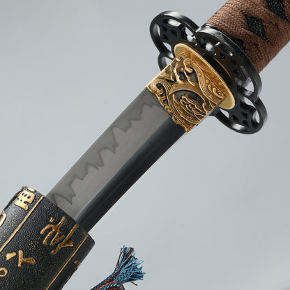 Sword Handmade Short Katana forged fromT10 carbon steel Clay Tempered  Full Tang Samurai Sword Razor Sharp