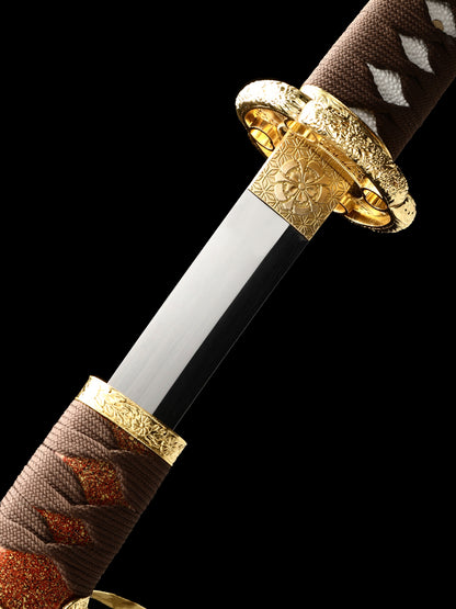 Yellow scabbard mirror edged samurai sword