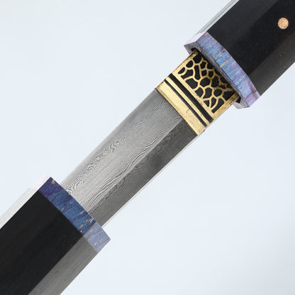 20Inch Real Japanese Sword Damascus Steel Katana Samurai Sharp Full Tang Ebony scabbard