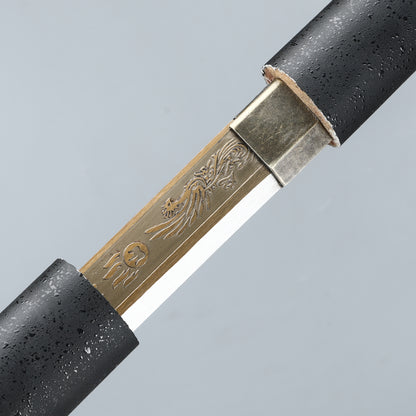(168)Manganese steel hand forged authentic, Japanese samurai sword is a unique gift for men double-pole