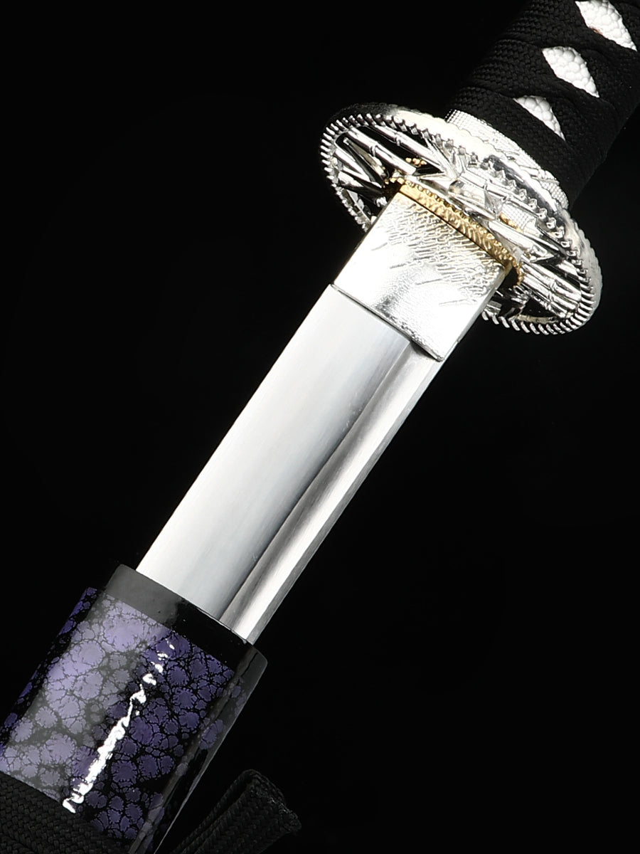 (31)Collection Authentic Japanese samurai sword, Handmade  all Tang 1095 Blue sheath, men's exquisite gift series