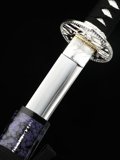 (31)Collection Authentic Japanese samurai sword, Handmade  all Tang 1095 Blue sheath, men's exquisite gift series