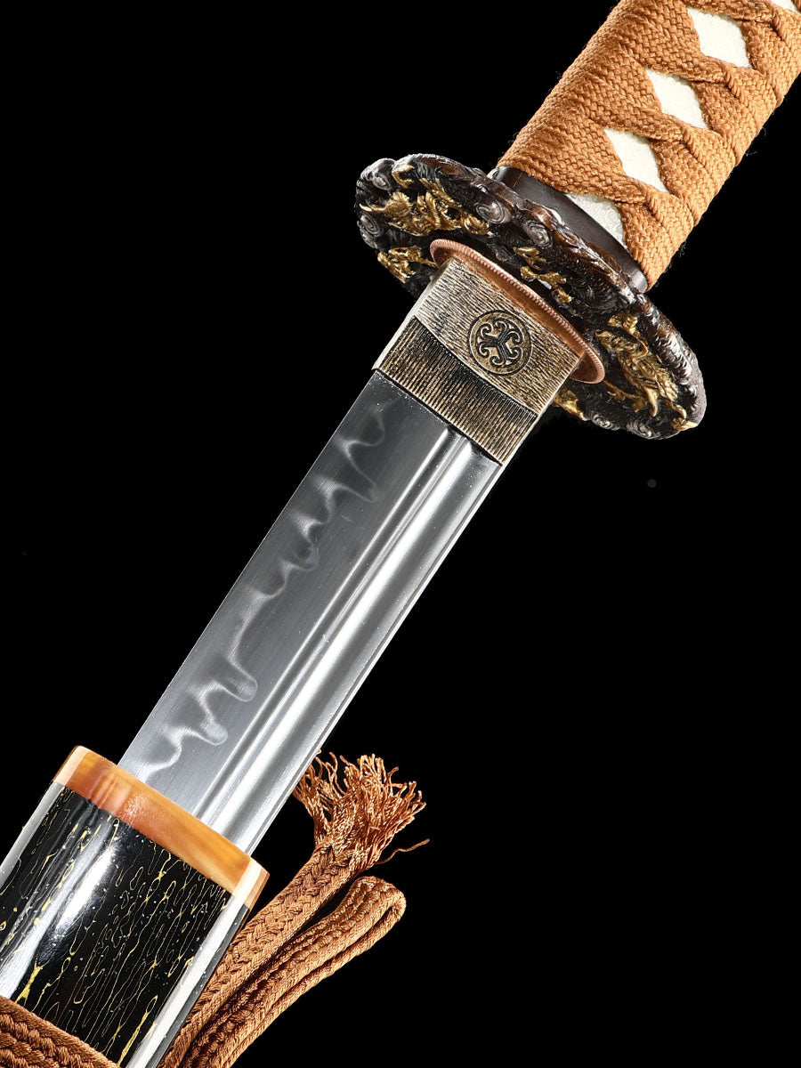 Japanese sword high-end samurai sword all copper dragon sword Tan exquisite scabbard battle preparation