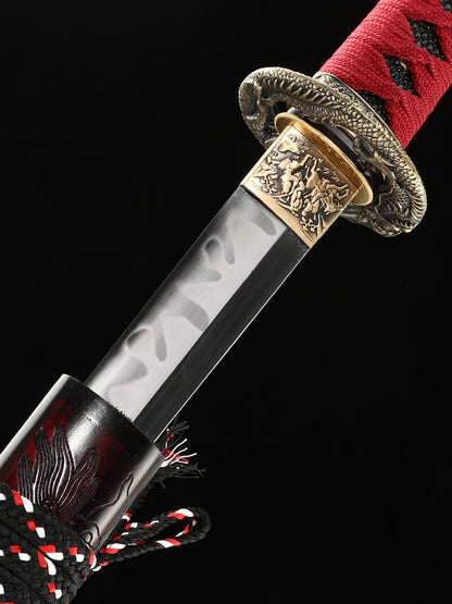 Handmade Short Katana Clay Tempered  Full Tang Samurai Sword Razor Sharp Sword