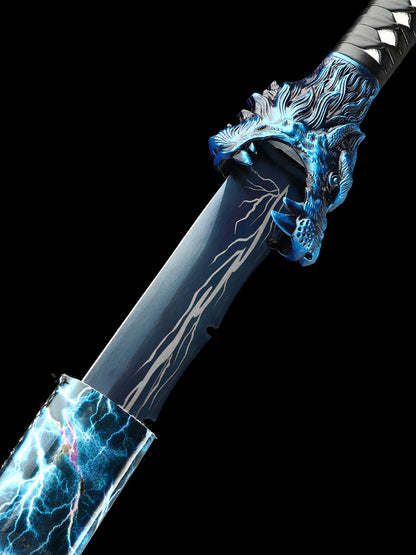 (143)(143) Long knife made of 1095 steel blue